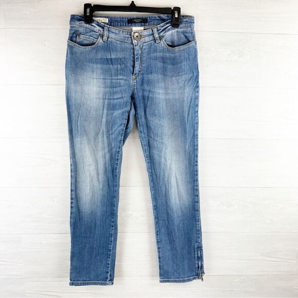 Weekend MaxMara Rhinestone Zipper Ankle Cropped Skinny Jeans - Picture 1 of 7